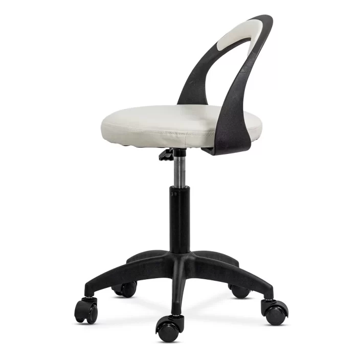 Silla de oficina para clínica dental Fenix Cuero Blanco Lateral